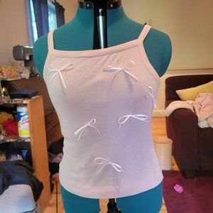 Coquette baby pink bow tank top